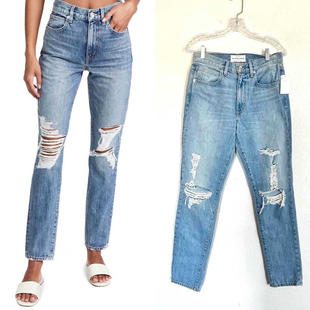 SLVRlake Roxy Slim Straight in Mind Made Up Distressed 25”